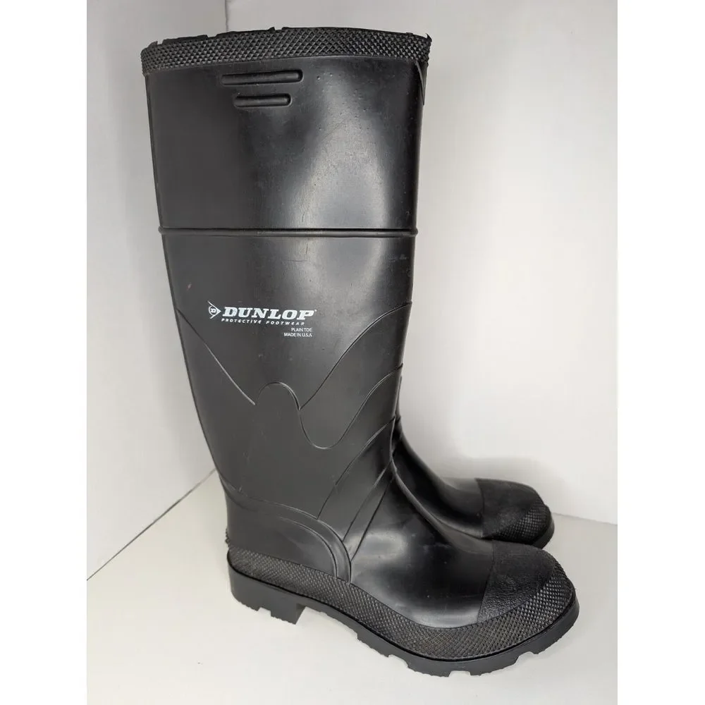 Dunlop‎ Protective Footwear Plain Toe Rubber Boots Reinforced Toe M 7/ W 9 Black